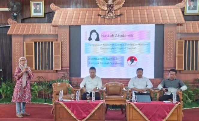 
					Foto: Seminar Pengusulan Gelar Pahlawan untuk Marsinah digelar di Kabupaten Nganjuk, Senin (6/10/2025)/MARHAEN.ID.